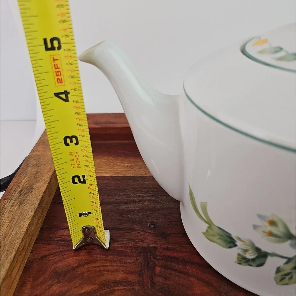 Julie Pople Country Fruit Collection Tea Pot Farmhouse Decor White Yellow Green